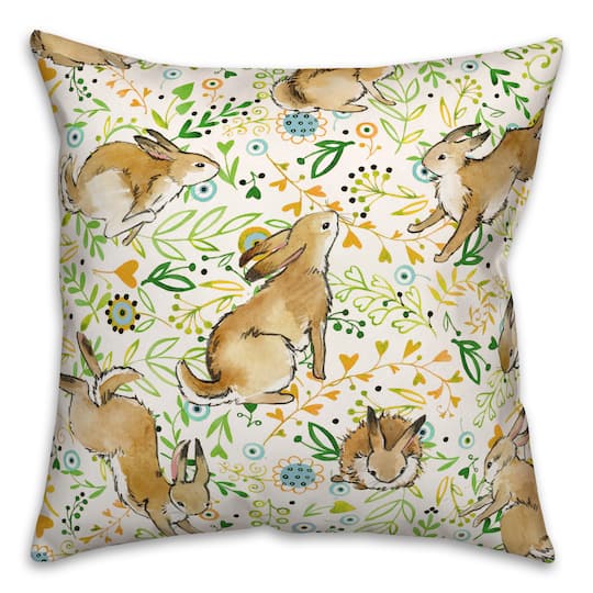Playful Bunnies 18&#x22; x 18&#x22; Throw Pillow